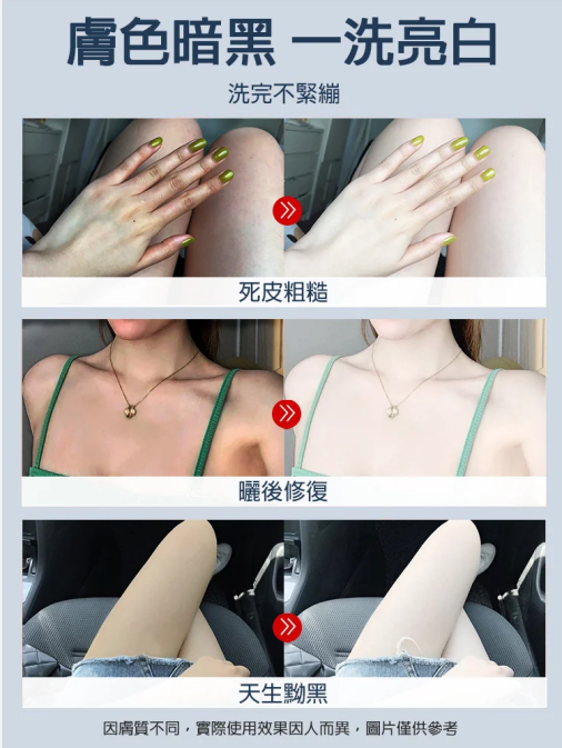 【拯救黑肌膚】火爆活動#買一贈二 全身一洗白沐浴乳！暢銷海外，全身適用，告別肌膚暗沈！夏季更要做白的出眾的仙女！